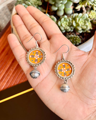 Tangerine Flower Glass Earrings