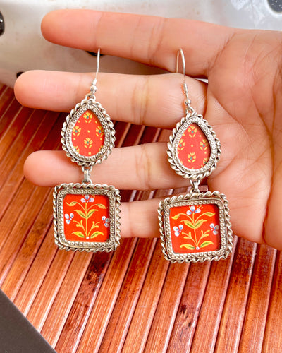 Red Layered Glass Earrings