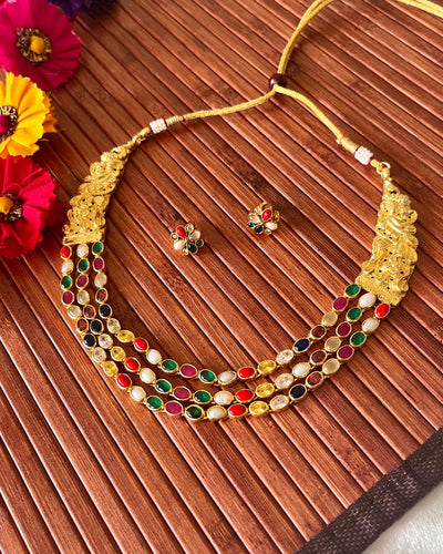 Noor Navaratna Necklace with Earrings