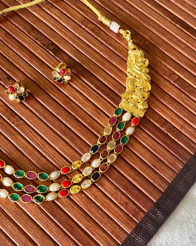 Noor Navaratna Necklace with Earrings