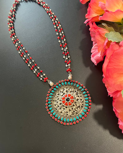 Turquoise Coral Statement Neckpiece